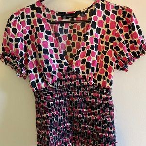 INC Colorful Silk Blouse Size 8